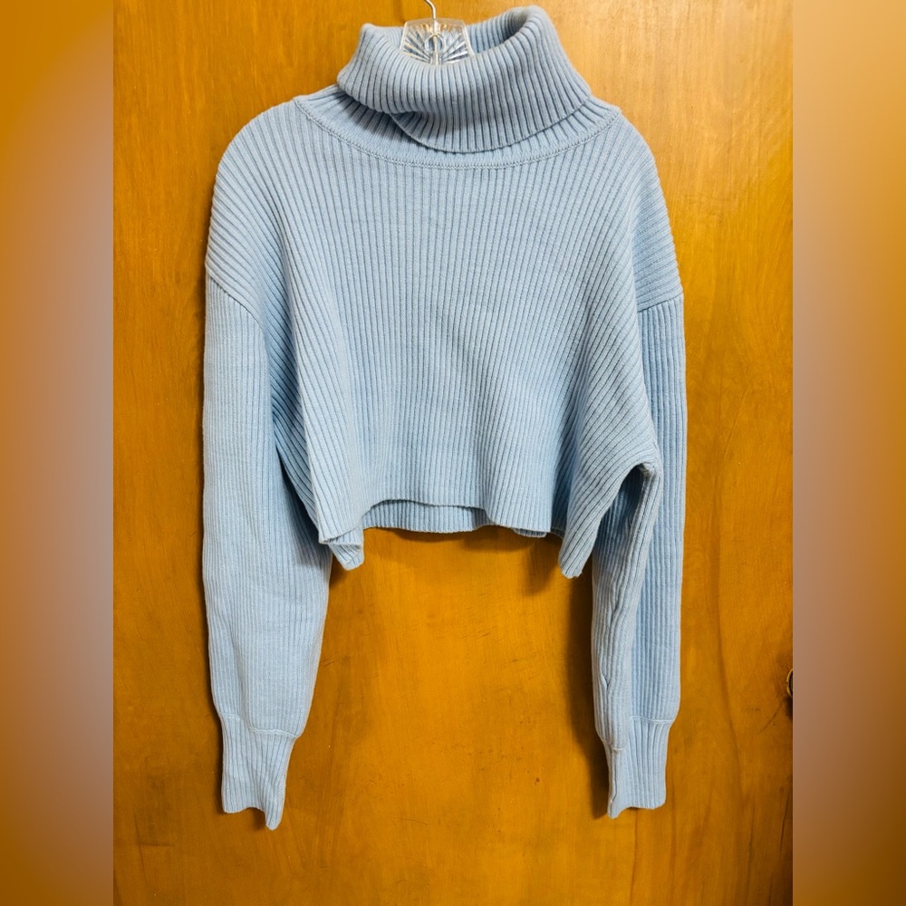 BAILEY ROSE, Women's Light Blue Turtleneck Sweater, Size Large